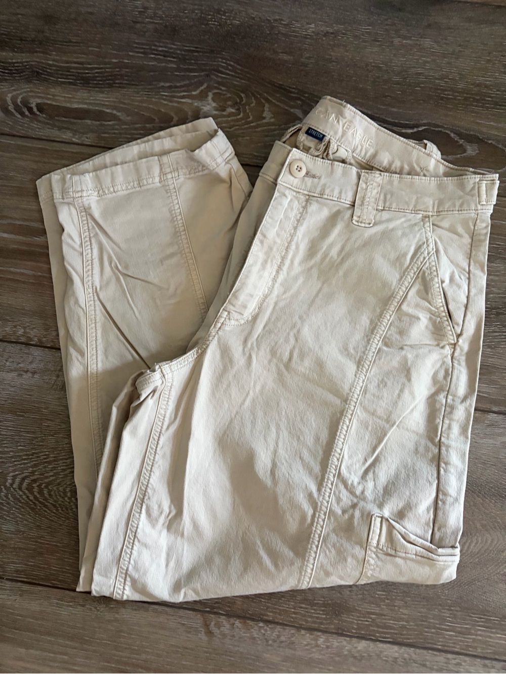 American Eagle Outfitters Women's Beige Barrel Cargo Pants